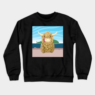 Scottish Highland Cow Visits Davaar Island Crewneck Sweatshirt